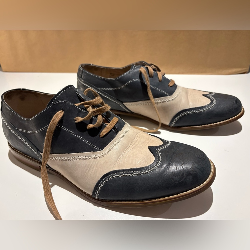 Stacy Adams Two-Tone Spectator Wingtip Oxfords (Blue/Black & Cream)